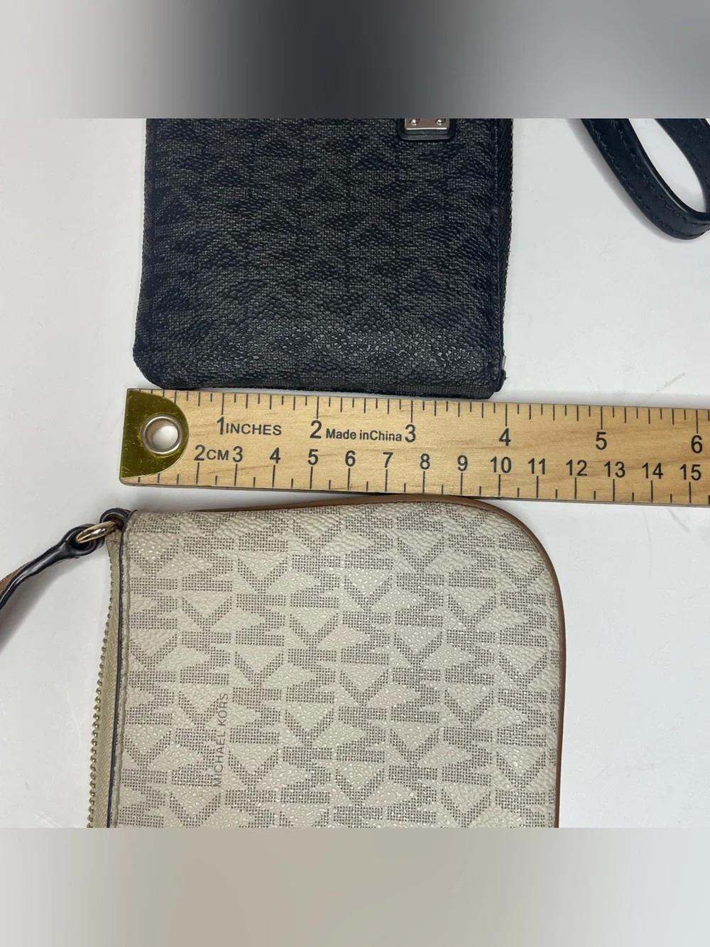 Michael Kors Neutral and Black Signature Wristlet Set of 2